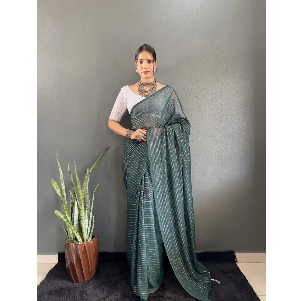 Women's Chiffon Woven Bollywood Saree With Unstitched Blouse (5.5Mtr, Green)
