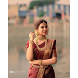 Women's Silk Woven Kanjivaram Saree With Unstitched Blouse (5.5Mtr, Maroon)