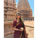 Women's Jacquard Self Design Bollywood Saree With Unstitched Blouse (5.5Mtr, Maroon)