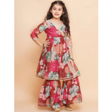 Maroon rayon printed codding lace Anarkali-style suit for girls, vibrant Indian fashion wear