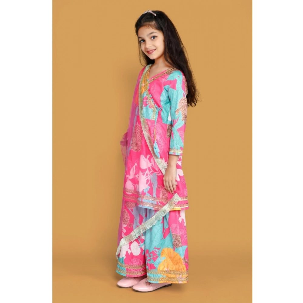 Multicolor rayon printed codding lace Anarkali-style girl's suit, vibrant ethnic fashion on model