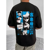 Black cotton blend men's t-shirt with printed design, round neck, half sleeves