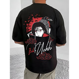 Black cotton blend men's printed round neck half sleeve t-shirt with casual style