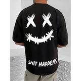 Black cotton blend men's printed round neck half sleeve t-shirt with casual style