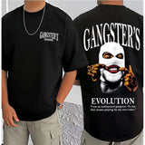 Black cotton blend men's casual printed round neck half sleeve t-shirt