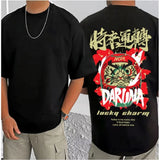 Black cotton blend men's casual printed round neck half sleeve t-shirt with vibrant pattern