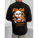 Black cotton blend men's printed round neck half sleeve t-shirt with casual style