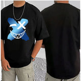 Black cotton blend men's t-shirt with printed design, casual half sleeve round neck
