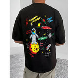 Black cotton blend men's printed round neck t-shirt with half sleeves (actual color may vary)