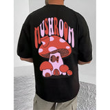 Black cotton blend men's casual printed round neck half sleeve t-shirt with vibrant pattern detail