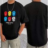 Black cotton blend men's t-shirt with printed design, casual half sleeve round neck