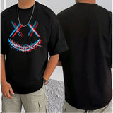 Black cotton blend men's printed round neck half sleeve t-shirt (patterned)