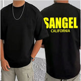 Black cotton blend men's t-shirt with printed design, round neck and half sleeves