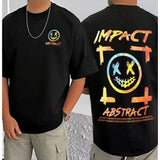 Black cotton blend men's printed round neck half sleeve t-shirt, casual style for everyday wear
