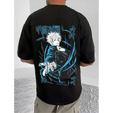 Black cotton blend men's t-shirt with printed round neck and half sleeves