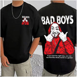Black cotton blend men's t-shirt with printed design, half sleeve & round neck