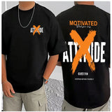 Black cotton blend men's t-shirt with printed design, casual half sleeve round neck style