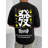 Black cotton blend men's casual printed round neck half sleeve t-shirt - clothing accessory on hanger