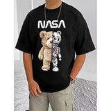 Black cotton blend men's printed round neck half sleeve t-shirt - casual wear