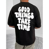 Black cotton blend men's t-shirt with printed design, casual half sleeve round neck style