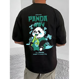 Black cotton blend men's casual printed round neck half sleeve t-shirt