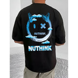 Black cotton blend men's t-shirt with printed design, round neck, half sleeves