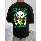 Black cotton blend men's t-shirt with printed round neck and half sleeves
