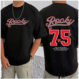 Black cotton blend men's t-shirt with printed design, round neck, half sleeves