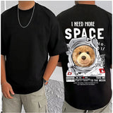Black cotton blend men's t-shirt with printed design, round neck, half sleeves (actual color may vary)