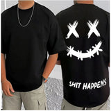 Black cotton blend men's casual t-shirt with printed design (half sleeve, round neck)