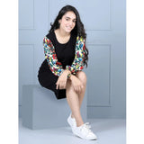 Multicolor printed polyester long sleeve round neck dress for girls, vibrant patterns on display