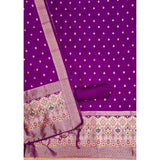 Purple Banarasi silk printed unstitched salwar suit with dupatta (3m)