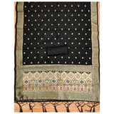 Black Banarasi silk printed unstitched salwar suit set with dupatta (3m), high-quality Indian fashion wear
