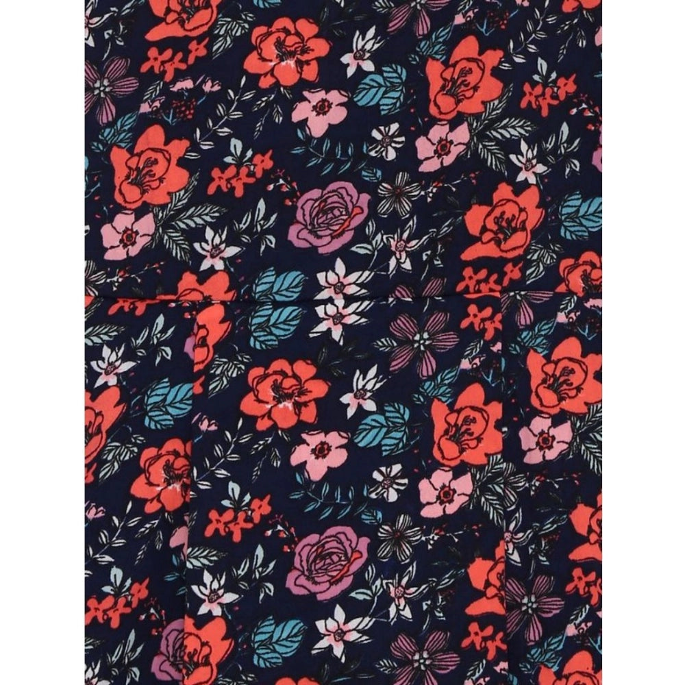 Multicolor polyester crepe embellished knee-length dress for girls