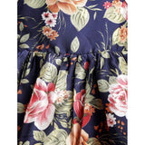 Navy Blue polyester net inset sleeveless round neck dress for girls on fashion mannequin