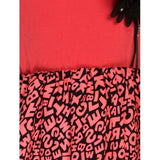 Pink polyester crepe embellished short sleeve round neck dress for girls