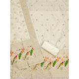 White Banarasi Silk printed unstitched salwar suit set with dupatta (3m) on hanger