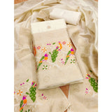 White Banarasi Silk printed unstitched salwar suit set with dupatta (3m)