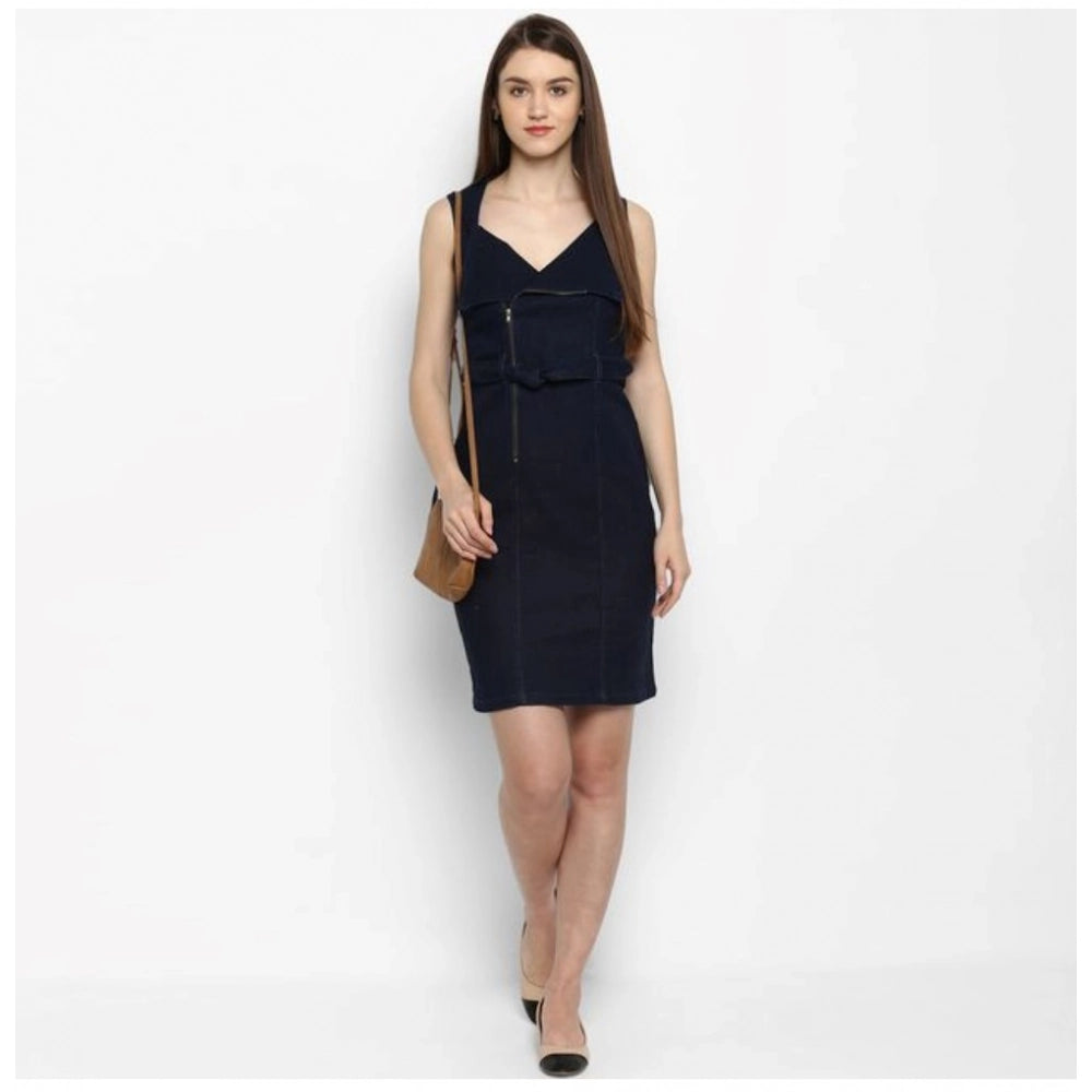 Women's sleeveless denim dress, blue