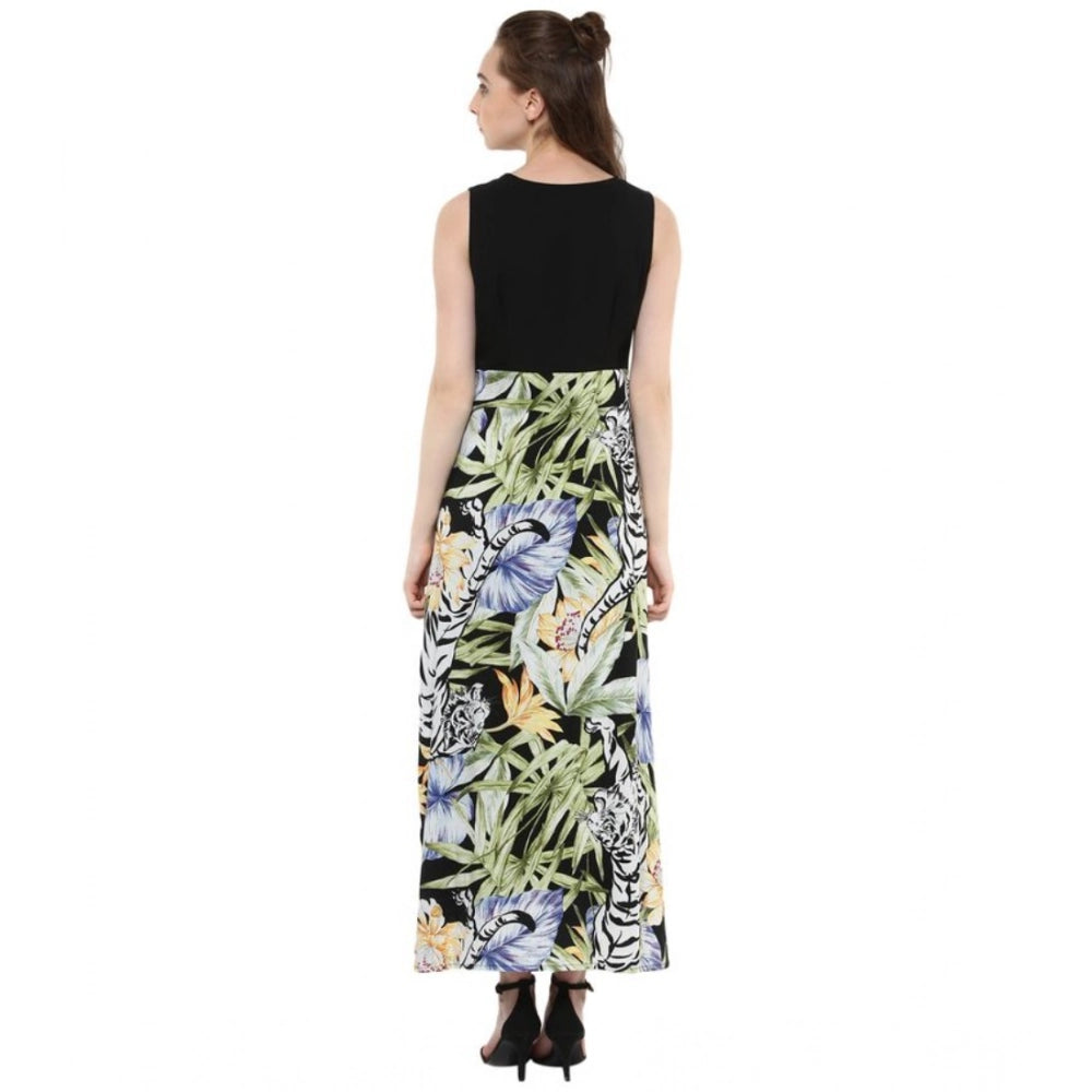 Multicolored rayon floral sleeveless dress