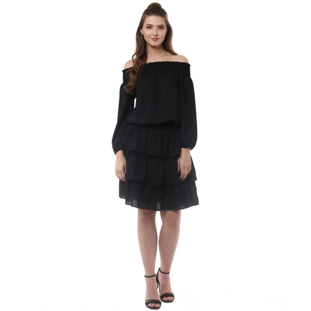 Black off-shoulder long sleeves dress
