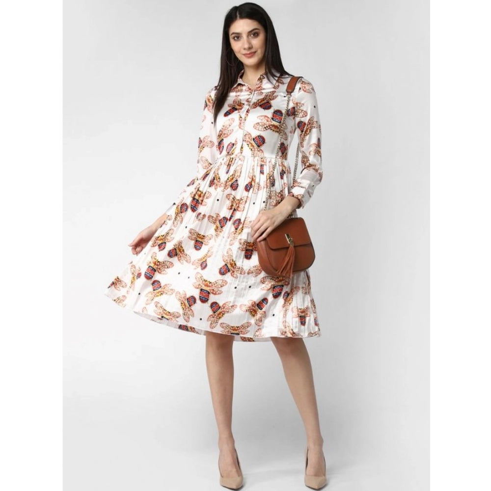 White pleated collared dress