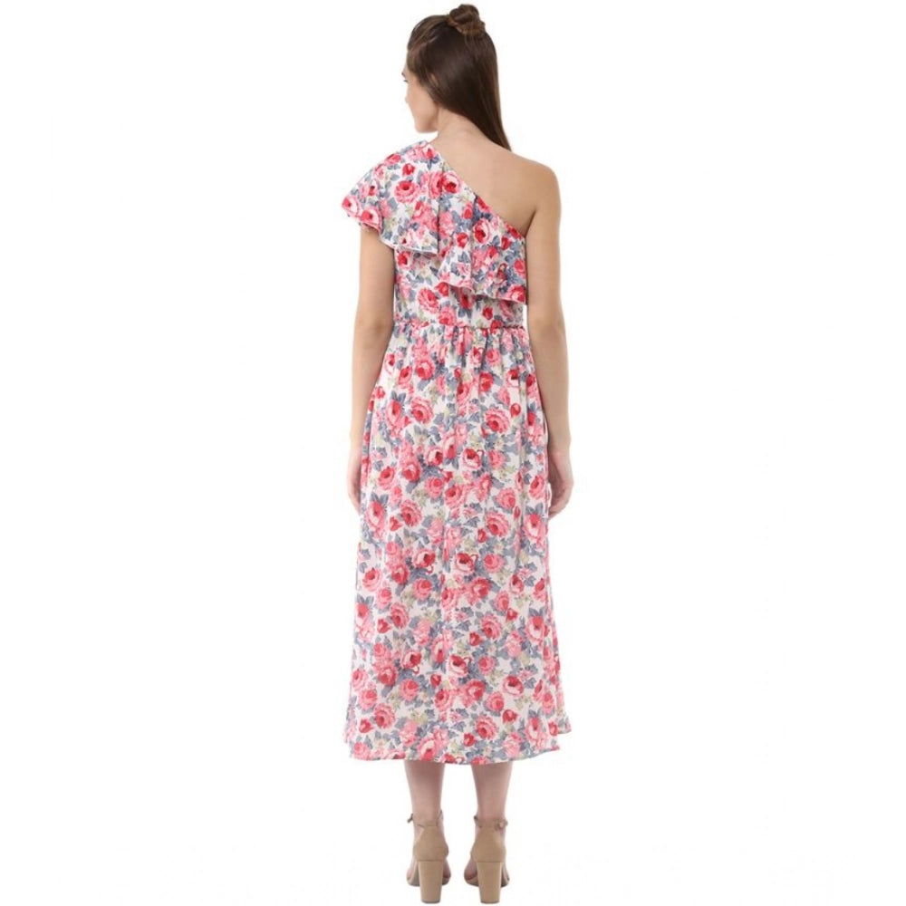 Multicolor, floral print women's one shoulder one shoulder dress