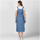 Women's blue denim round neck sleeveless dress