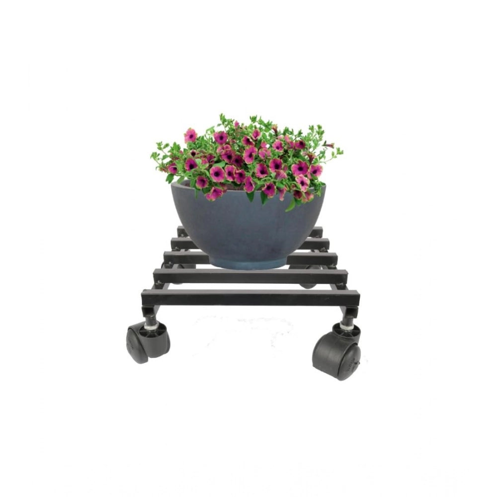 Assorted iron square planter stand with iron wheel, modern and durable garden accessory