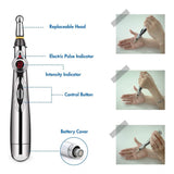 Metal electronic acupuncture pen for pain relief, assorted colors, metal body, no needles for painless stimulation
