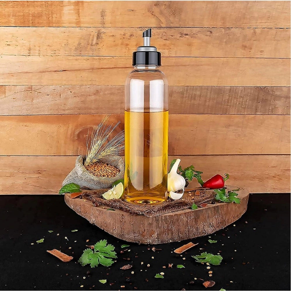 Wide-neck plastic oil dispenser, assorted colors, leak-resistant design for kitchen use
