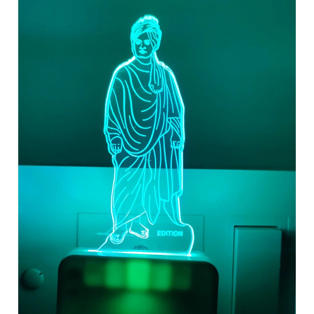 Green neon light Vivekananda statue night lamp