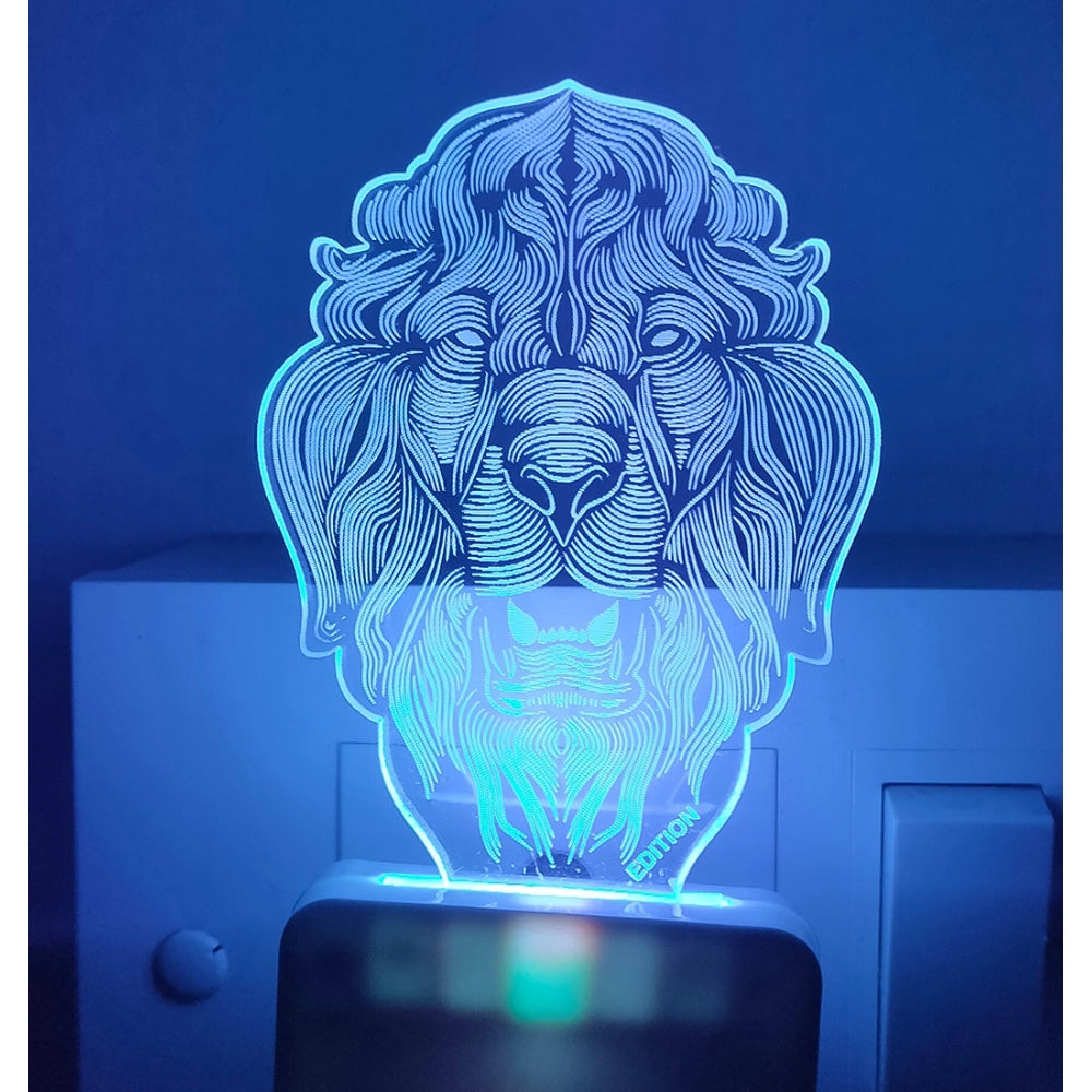 Night lamp with a big lion ac adapter, blue LED light, 120V compatible