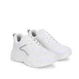 White mesh print shoes, lace-up sneakers with mesh and printed detailing